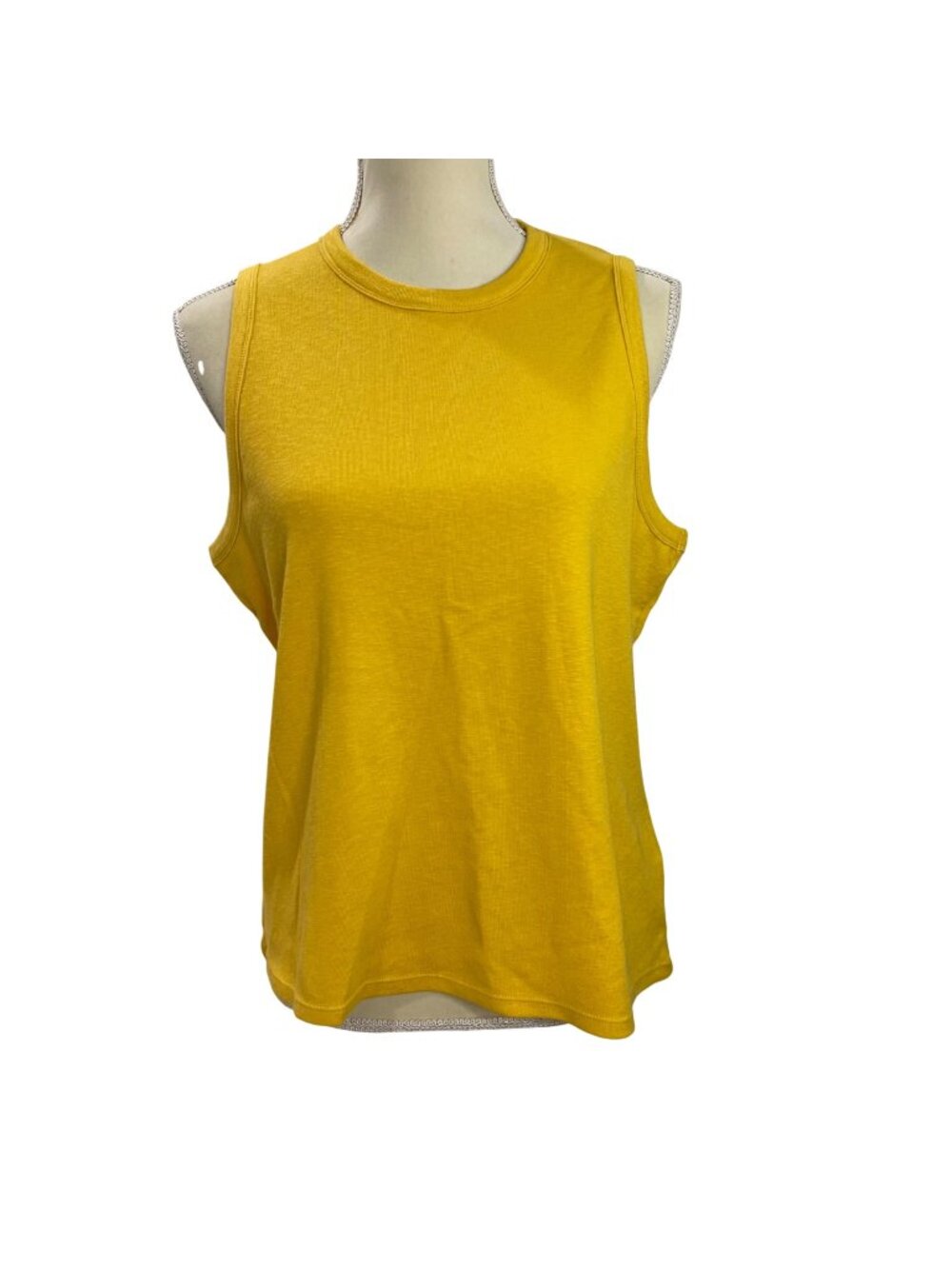 Marled Essentials Knit Tank Top Women's Size XL Yellow Gold Mustard Cotton Modal